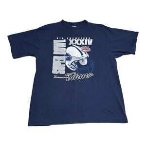 Vintage 2000 Logo 7 Tennessee Titans Navy Blue‎ Distressed Shirt Adult XL
